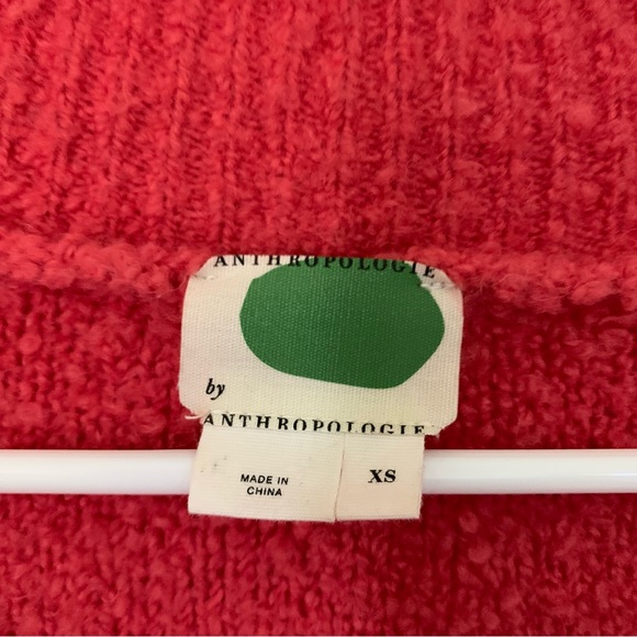 by Anthropologie oversized merino wool and alpaca blend dark coral V neck - Picture 10 of 10